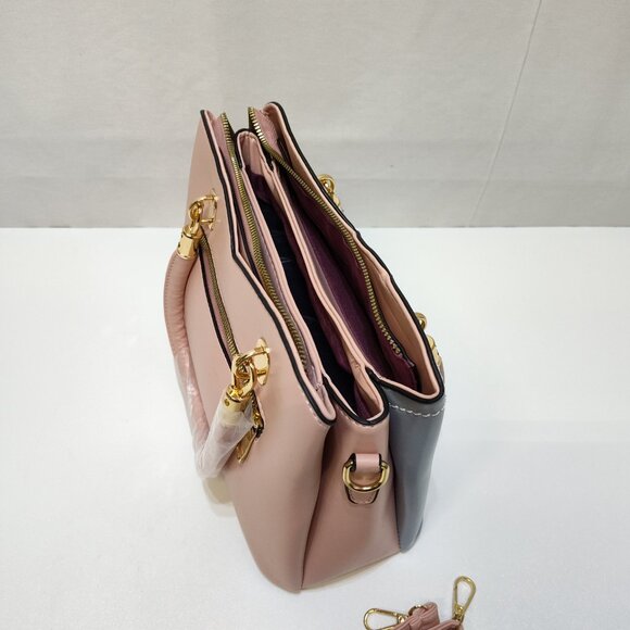 Danbaoly Patchwork PU Leather Handbag Top Handles Removable Crossbody Strap NWT - Picture 6 of 13